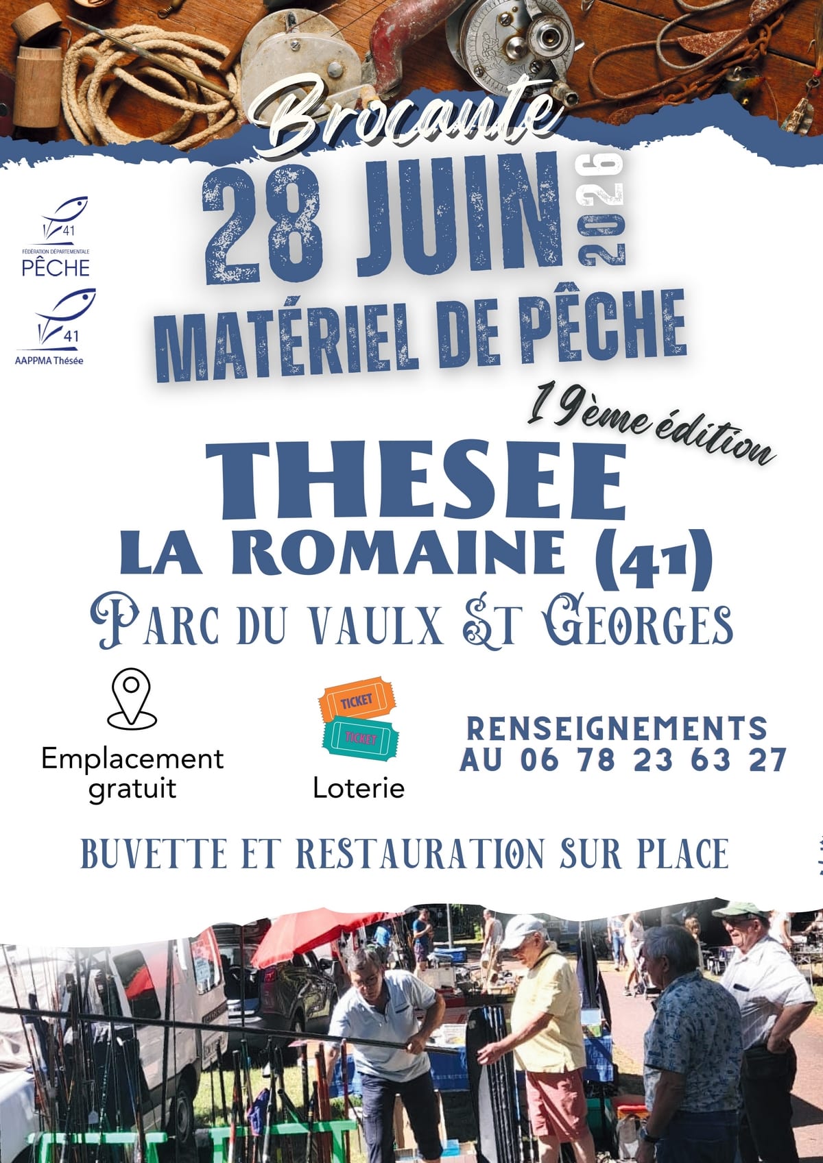 Brocante pêche : Thésée La Romaine (41) le 28 juin 2026
